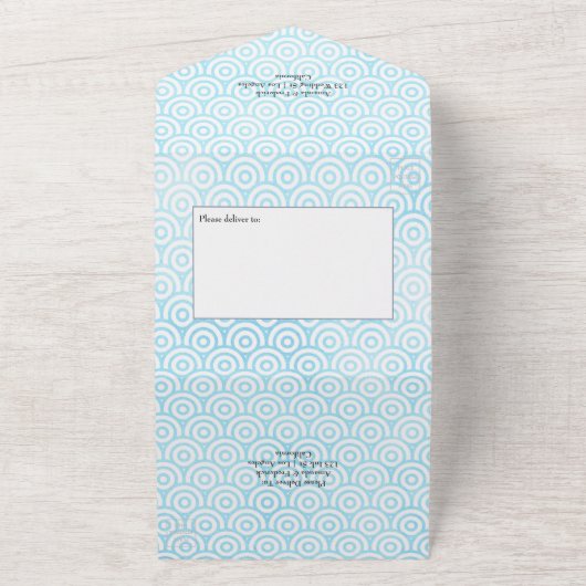 Blauw en geel Zee - Nautical Wedding All In One Uitnodiging (Buitenkant)