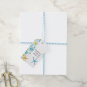 Blauw en geel Zee - Nautical Wedding Cadeaulabel (Met Touw)