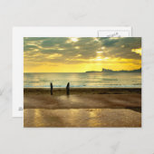 Blauw en geel zeegezicht briefkaart (Voorkant / Achterkant)