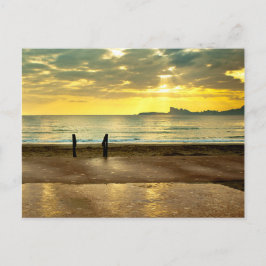 Blauw en geel zeegezicht briefkaart