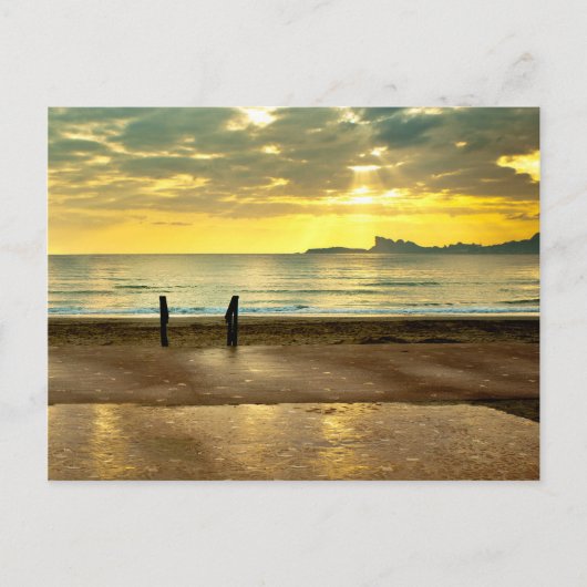 Blauw en geel zeegezicht briefkaart (Voorkant)