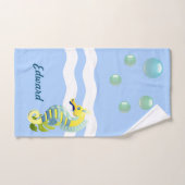 Blauw en geel zeepaard bad handdoek (Handdoek)