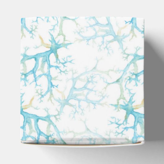 Blauw en Geel Zeewier en Koraal Nautisch Bedankdoosjes (Bovenkant)