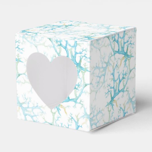 Blauw en Geel Zeewier en Koraal Nautisch Bedankdoosjes (Voorkant Zijde)