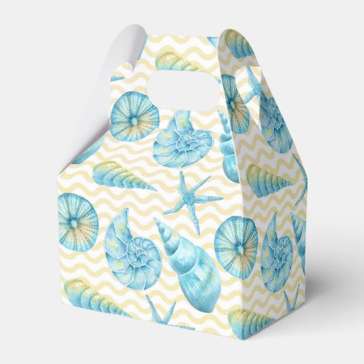 Blauw en Geel Zeewier en Koraal Nautisch Bedankdoosjes (Achterkant)