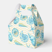 Blauw en Geel Zeewier en Koraal Nautisch Bedankdoosjes (Voorkant Zijde)