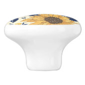 Blauw en geel, Zonnebloemen Keramische Knop (Zijkant)