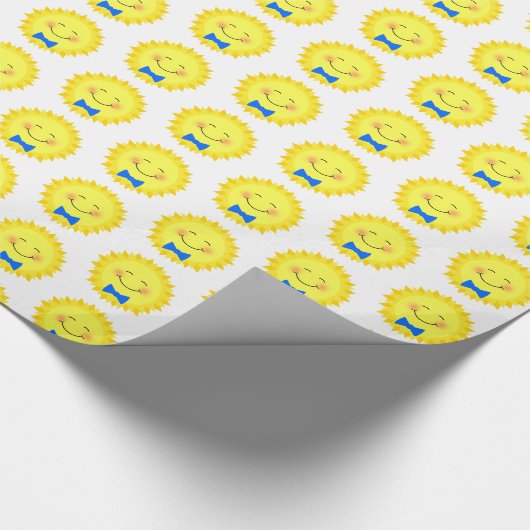 Blauw en geel zonnepatroon cadeaupapier (Hoek)