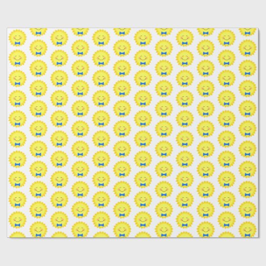 Blauw en geel zonnepatroon cadeaupapier (Vlak)