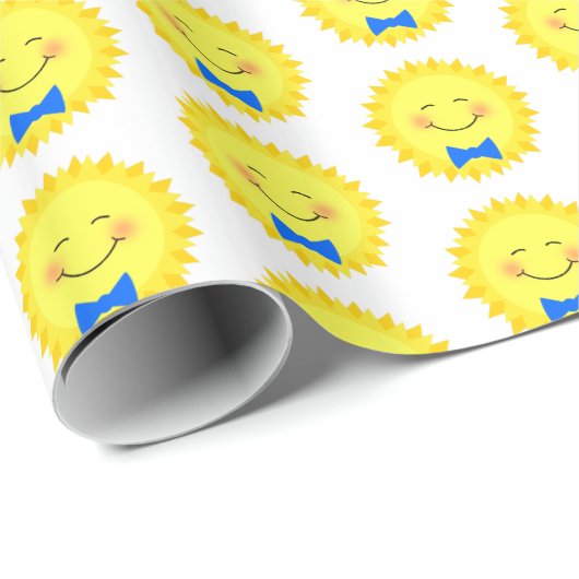 Blauw en geel zonnepatroon cadeaupapier (Rol Hoek)