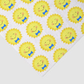 Blauw en geel zonnepatroon tissuepapier (Detail)