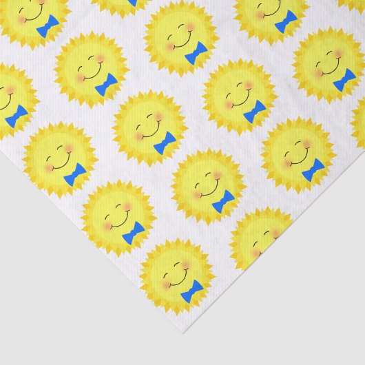 Blauw en geel zonnepatroon tissuepapier (Detail)