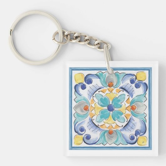 Blauw- en geelblok sleutelhanger (Voorkant)