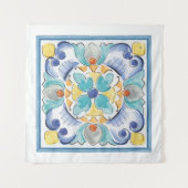 Blauw- en geelblok wandkleed (Voorkant)