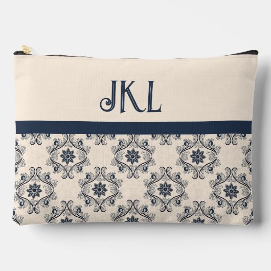 Blauw en geelbruin  monogram etui (Voorkant)