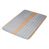 Blauw en geelbruin vijf strips badmat (Gekanteld)