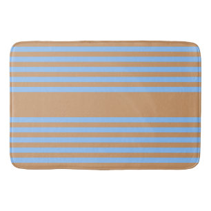 Blauw en geelbruin vijf strips badmat