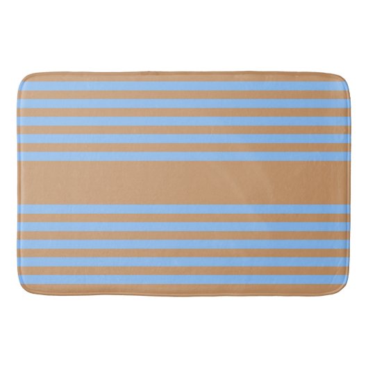 Blauw en geelbruin vijf strips badmat (Voorkant)