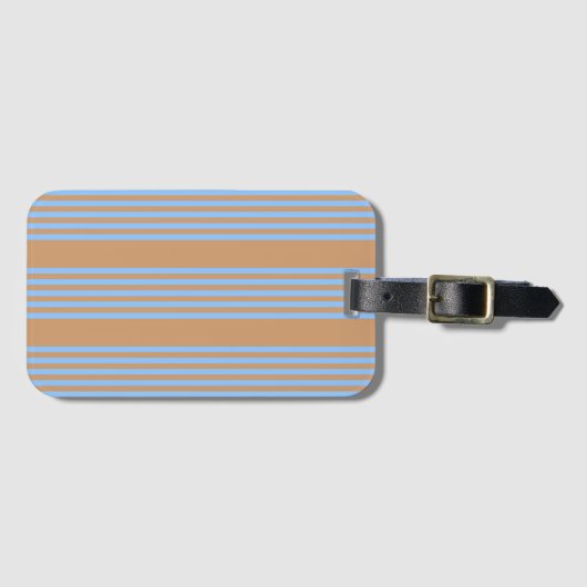 Blauw en geelbruin vijf strips bagagelabel (Voorkant (horizontaal))
