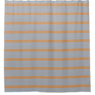 Blauw en geelbruin vijf strips douchegordijn