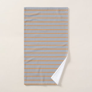 Blauw en geelbruin vijf strips handdoek