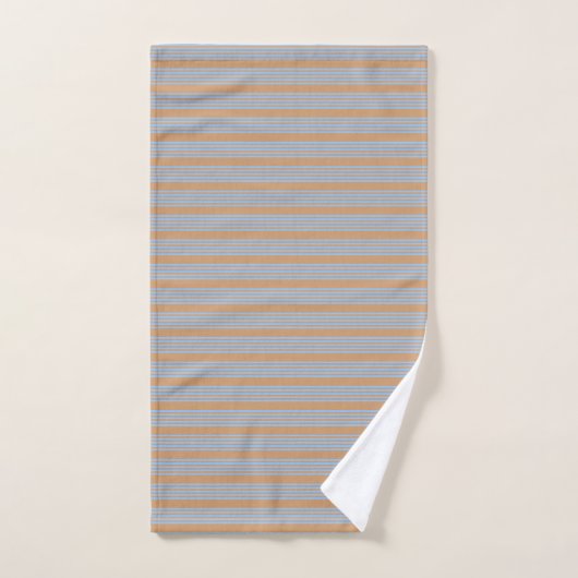 Blauw en geelbruin vijf strips handdoek (Handdoek)