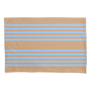 Blauw en geelbruin vijf strips kussensloop