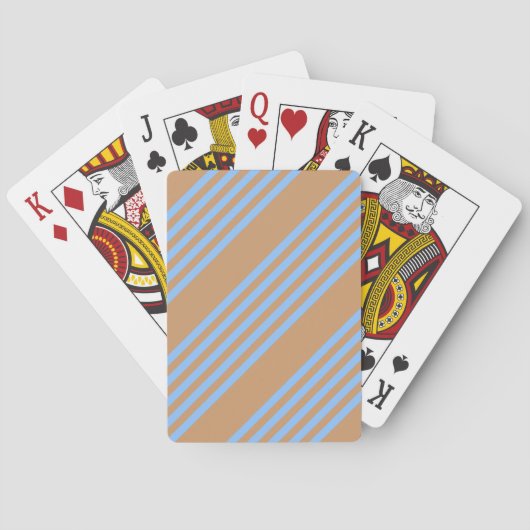 Blauw en geelbruin vijf strips pokerkaarten (Achterkant)