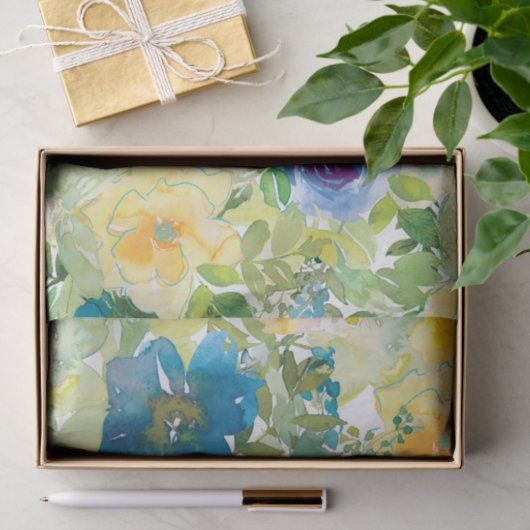 Blauw- en geelvestpapier tissuepapier (Geschenk)