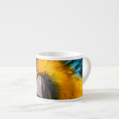 Blauw en gele ara-portret espresso kop (Voorkant rechts)