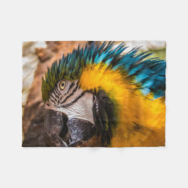 Blauw en gele ara-portret fleece deken