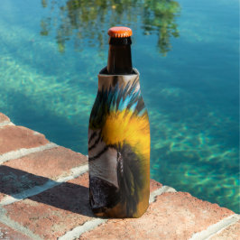 Blauw en gele ara-portret flesjeskoeler