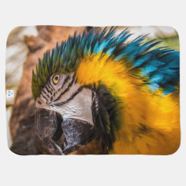 Blauw en gele ara-portret inbakerdoek