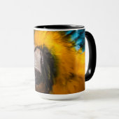 Blauw en gele ara-portret mok (Voorkant rechts)