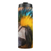 Blauw en gele ara-portret thermosbeker (Voorkant)