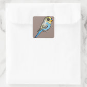 Blauw en gele boedgie vierkante sticker (Tas)