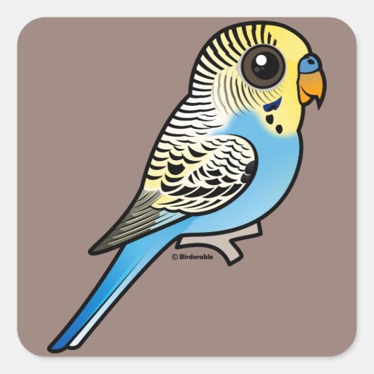 Blauw en gele boedgie vierkante sticker (Voorkant)