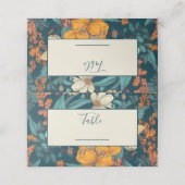 Blauw- en gele bruinbloemen trouwtabelnummer plaatskaartje (Buitenkant ongevouwen)