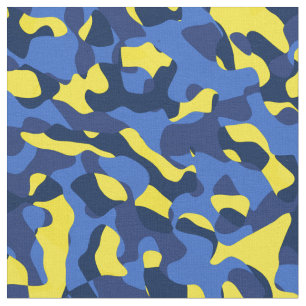 Blauw- en gele Camouflage-afdrukpatroon Stof
