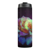 Blauw en gele dauw Kust Roos op Violet Smoke Thermosbeker (Voorkant)