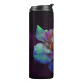 Blauw en gele dauw Kust Roos op Violet Smoke Thermosbeker (Gedraaid links)