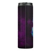 Blauw en gele dauw Kust Roos op Violet Smoke Thermosbeker (Achterkant)