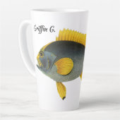  Blauw en Gele Groepervissen, Mariene Leven Latte Mok (Linkerhoek)