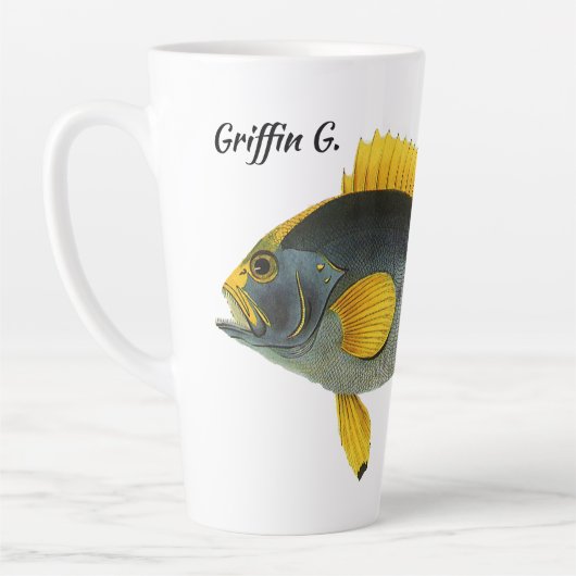  Blauw en Gele Groepervissen, Mariene Leven Latte Mok (Links)