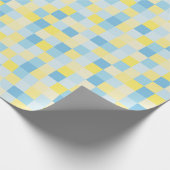 Blauw- en gele vierkantjes Verpakkingspapier Cadeaupapier (Hoek)