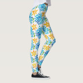 Blauw- en gele Waterverf ventilatorpatroon Leggings (Rechts)
