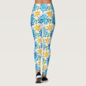 Blauw- en gele Waterverf ventilatorpatroon Leggings (Achterkant)