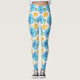 Blauw- en gele Waterverf ventilatorpatroon Leggings