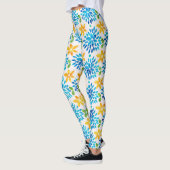 Blauw- en gele Waterverf ventilatorpatroon Leggings (Links)