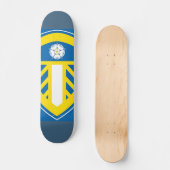 Blauw en gelen persoonlijk skateboard (Voorkant)